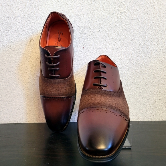 Santino Luciano Brown Oxford Dress Shoes - Picture 2 of 4